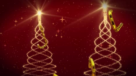 Animation-of-christmas-trees-over-christmas-decorations