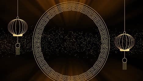 Animation-of-chinese-new-year-pattern-over-black-background