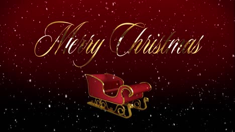Animation-of-christmas-greetings-text-over-christmas-santa-claus-sleigh