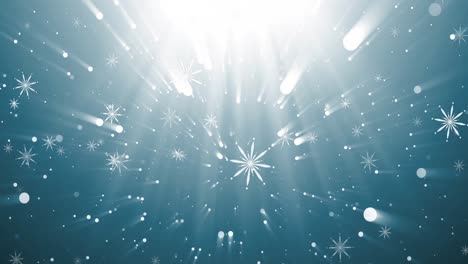 Animation-of-christmas-snow-falling-on-blue-background