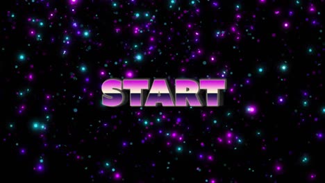 Animation-of-start-text-over-flashing-blue-and-purple-lights