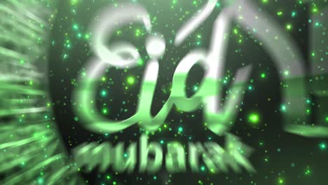 Animation-of-eidi-text-overflowing-spots-falling-on-black-background