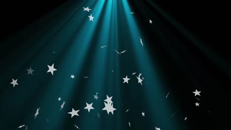 Animation-of-stars-and-snow-falling-on-blue-background