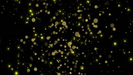 Animation-of-flashing-yellow-lights-moving-on-black-background