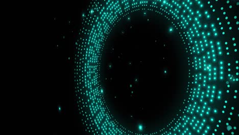 Animation-of-spinning-blue-glowing-circles-on-black-background