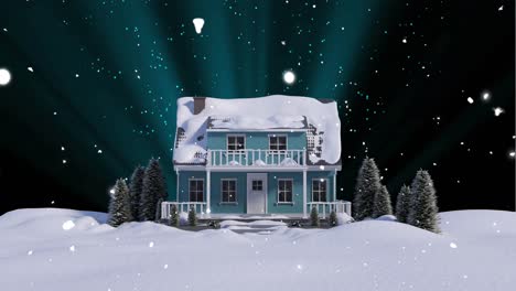 Animation-Von-Weihnachtsschnee,-Der-In-Eine-Winterlandschaft-Fällt