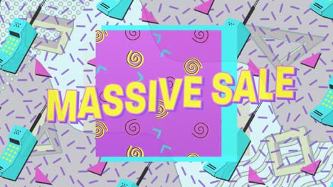 Animation-of-massive-sale-text-over-retro-pattern-background