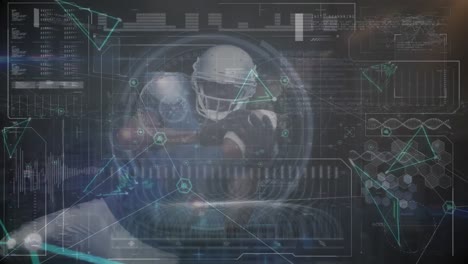 Animation-Der-Computerdatenverarbeitung-über-Einem-American-Football-Spieler