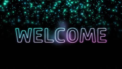 Animation-of-welcome-text-over-flashing-blue-light-pattern