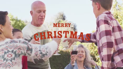 Animation-of-christmas-greetings-text-over-caucasian-family-at-christmas-table