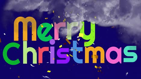 Animation-of-christmas-greetings-text-over-winter-scenery-with-clouds