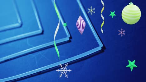 Animation-of-party-streamers-and-christmas-decorations