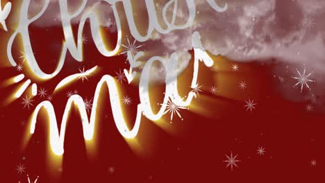 Animation-of-christmas-greetings-text-over-winter-scenery-with-clouds