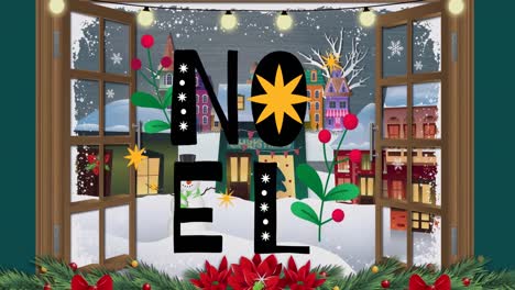 Animation-Von-Weihnachtsgrußtexten-über-Einer-Winterlandschaft-Mit-Dekorationen