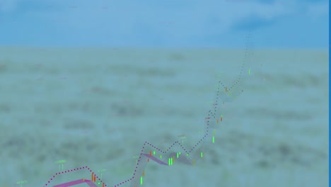 Animation-Der-Finanzdatenverarbeitung-Vor-Dem-Hintergrund-Einer-Luftaufnahme-Der-Landschaft