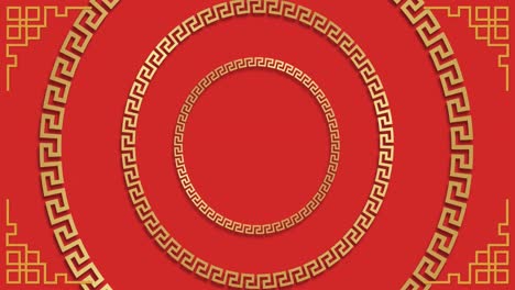 Animation-of-chinese-pattern-and-circles-decoration-on-red-background