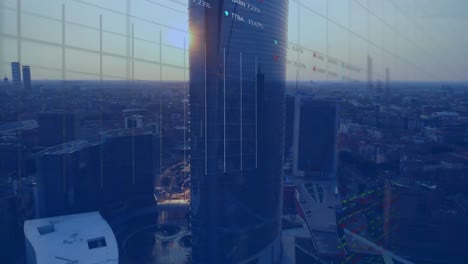 Animation-Der-Datenverarbeitung-An-Der-Börse-über-Einer-Luftaufnahme-Des-Stadtbildes