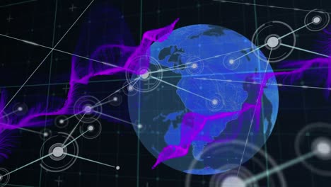 Animation-Des-Netzwerks-Von-Verbindungen-Mit-Dem-Globus