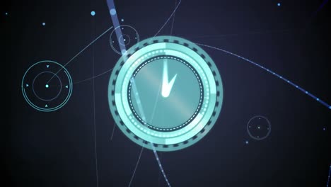 Animation-Der-Uhr-über-Ein-Netzwerk-Von-Verbindungen