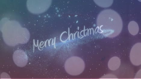 Animation-of-merry-christmas-over-lights-on-navy-background