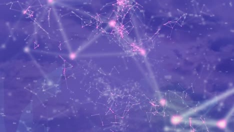 Animation-Von-QR-Code,-Netzwerk-Von-Verbindungen-Auf-Blauem-Hintergrund