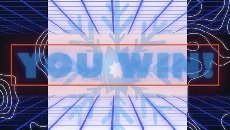 Animation-of-you-win-text-over-shapes-and-snowflake