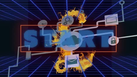 Animation-Des-Starttextes-über-Mediensymbolen-Und-Pfundverbrennung