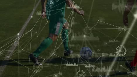 Animation-Von-Verbindungen-Und-Datenverarbeitung-über-Fußballspieler