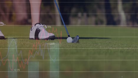 Animation-of-statistics-and-financial-data-processing-over-player-on-golf-course