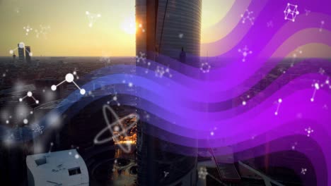 Animation-of-molecules-and-purple-trails-over-landscape