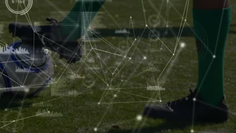 Animation-Von-Verbindungen-Und-Datenverarbeitung-über-Fußballspieler