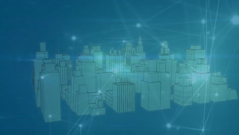 Animation-Des-Netzwerks-Von-Verbindungen-über-Die-Digitale-Stadt