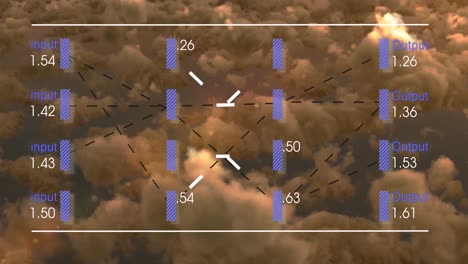 Animation-Von-Zahlen-Und-Datenverarbeitung-über-Wolken
