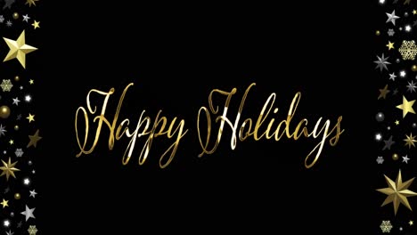 Animation-of-christmas-greetings-text-and-decorations-on-black-background