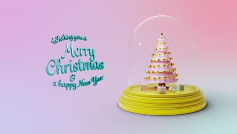 Animation-of-christmas-greetings-text-and-decoration-with-christmas-tree
