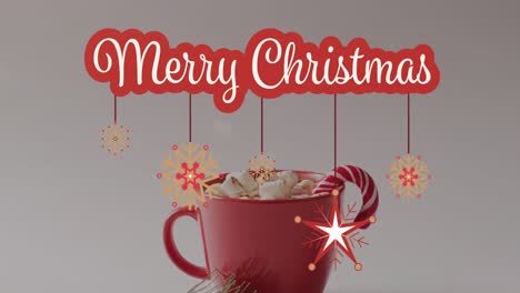 Animation-of-christmas-greetings-text-over-christmas-drink-and-decorations