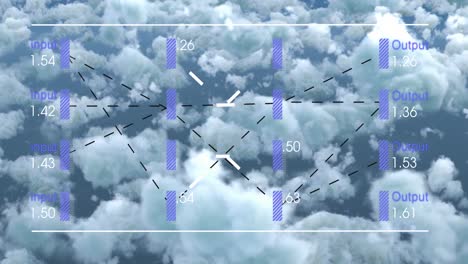 Animation-Der-Zahlendatenverarbeitung-über-Wolken