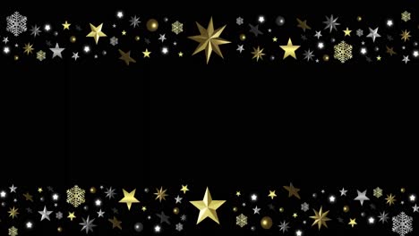 Animation-of-christmas-decorations-with-copy-space-on-black-background