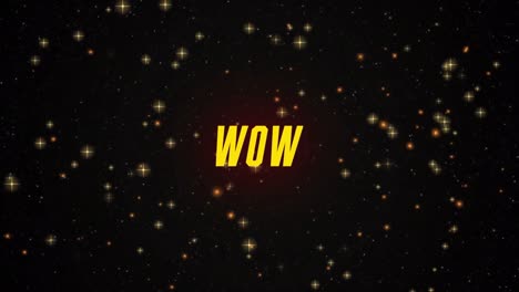 Animation-of-wow-text-over-stars-on-black-background
