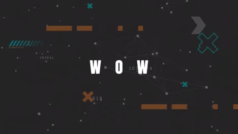Animation-Von-Wow-Text-über-Abstrakten-Formen-Auf-Grauem-Hintergrund