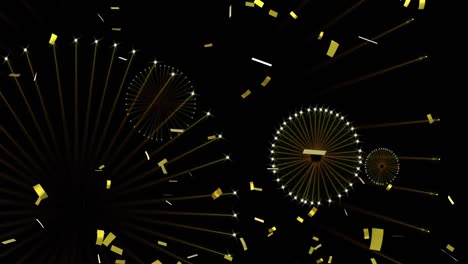 Animation-Von-Feuerwerk-Und-Konfetti-Auf-Schwarzem-Hintergrund