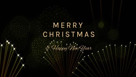 Animation-of-merry-christmas-and-happy-new-year-text-over-fireworks-on-black-background
