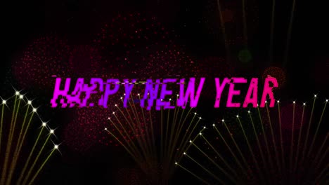 Animation-Eines-Frohen-Neujahrstextes-über-Feuerwerk-Auf-Schwarzem-Hintergrund
