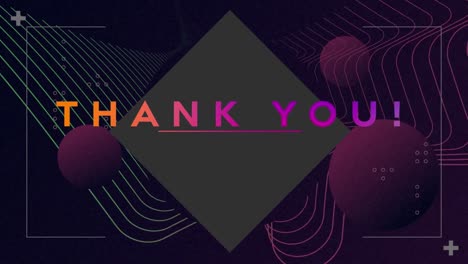 Animation-Eines-Dankestextes-über-Formen-Auf-Violettem-Hintergrund