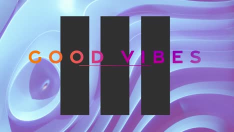 Animation-of-good-vibes-text-over-shapes-on-blue-background