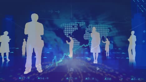 Business-people-silhouetted-against-stock-market-graphics-on-a-blue-background
