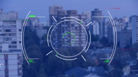 Animation-Der-Datenverarbeitung-Mit-Scope-Scanning-über-Interferenzen-Und-Stadtbild