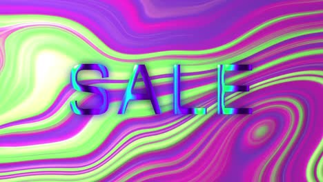 Animation-of-sale-text-over-colourful-liquid-background