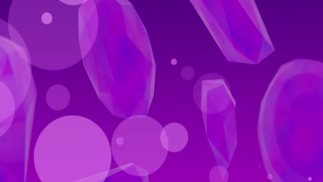 Animation-of-shapes-and-spots-moving-over-purple-background