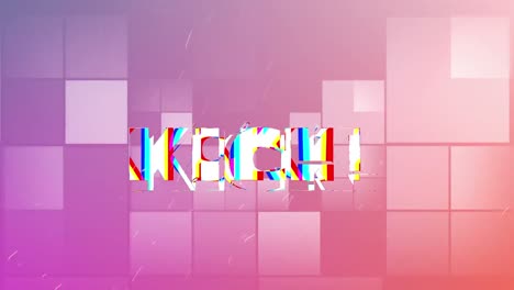 Animation-of-kick-text-and-shapes-on-pink-background